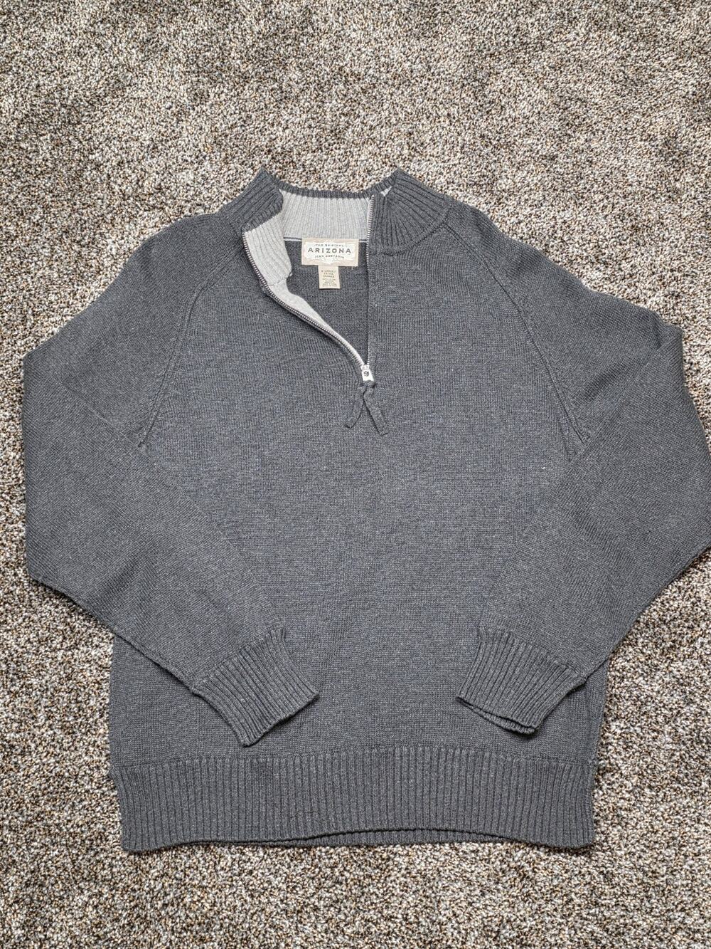 NWT Arizona Jean Company Men's XL 1/4 Zip Sweater - Charcoal Gray 100% Cotton